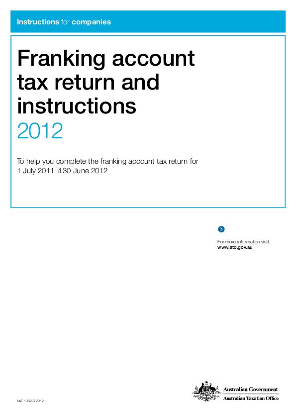 Thumbnail for preview of Franking account tax return and instructions 2012 [PDF, 601KB] form