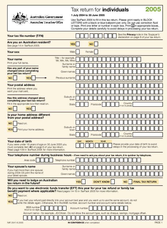 Thumbnail for preview of 2005 Tax return for individuals [PDF, 311KB] form